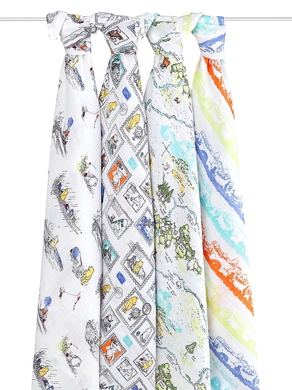 aden + anais Essentials Disney Muslin Swaddle Blankets, 4 Pack, Winnie + Friends